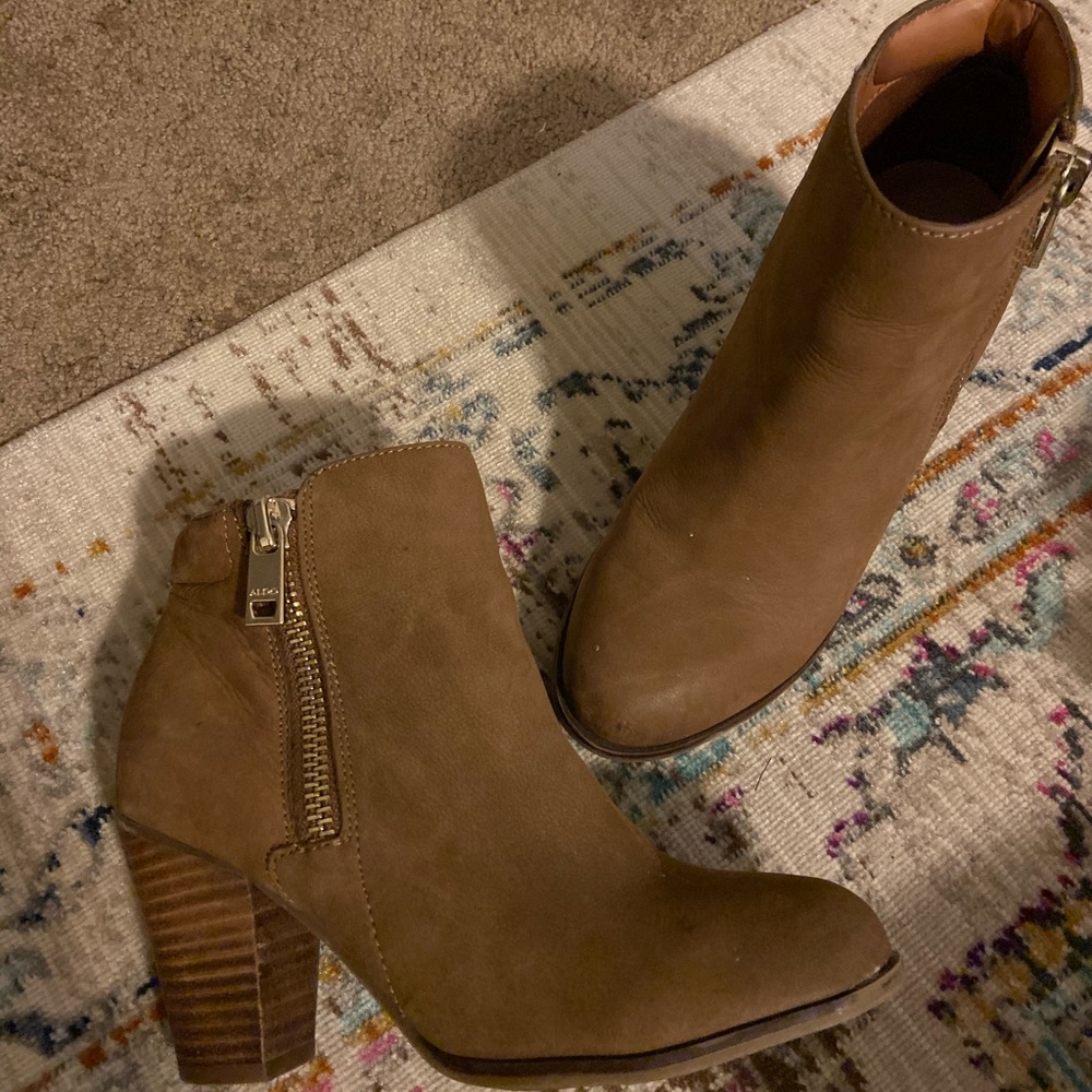 Aldo brown heeled booties